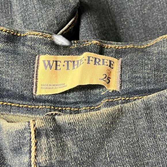 NWT Free People We The Free Bella Moto Mid Rise Skinny Jeans 25‎ Blue Ankle Zip - Picture 3 of 8